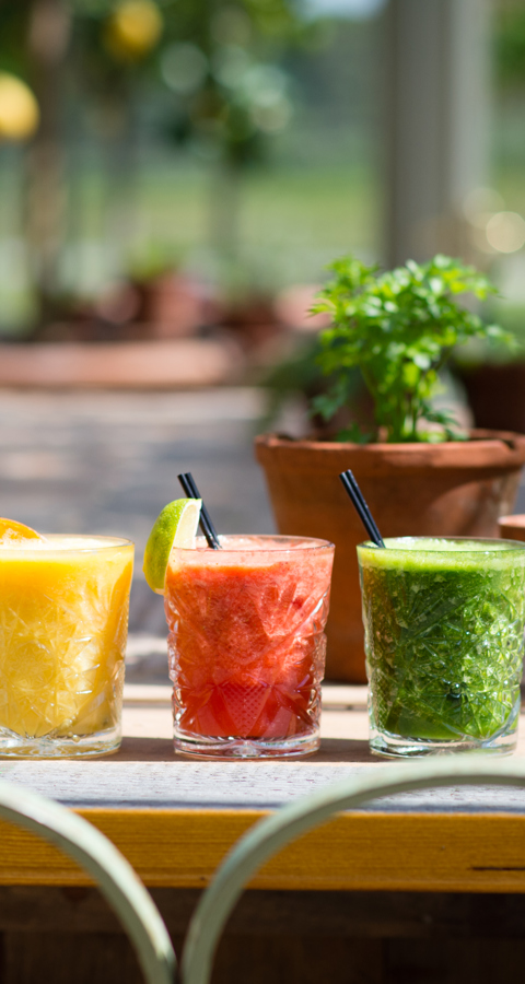 Three glasses of smoothies