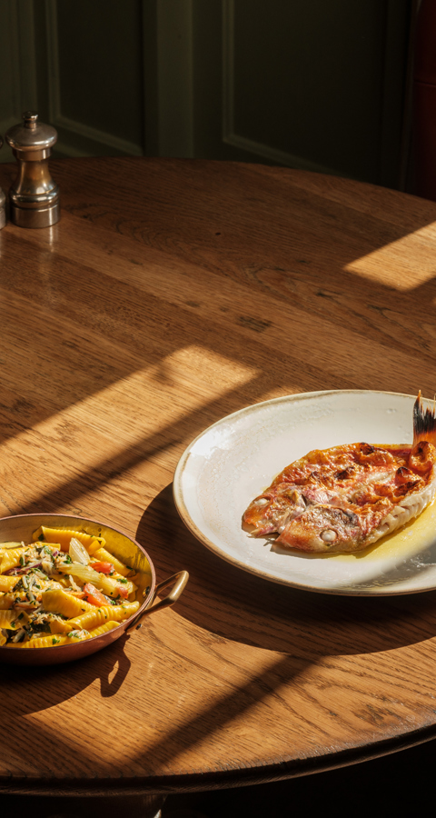 Grilled Red Mullet With Crab & Lemon Garganelli Landscape